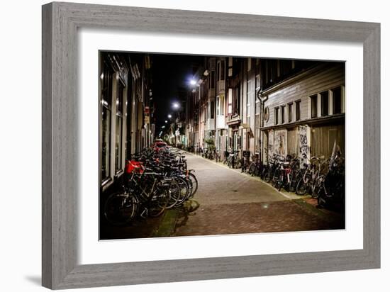 Amsterdam Bikes at Night II-Erin Berzel-Framed Photographic Print