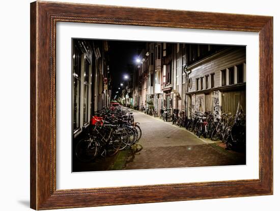 Amsterdam Bikes at Night II-Erin Berzel-Framed Photographic Print