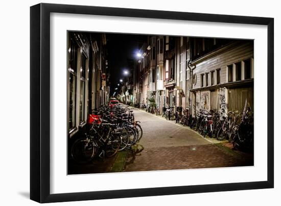 Amsterdam Bikes at Night II-Erin Berzel-Framed Photographic Print