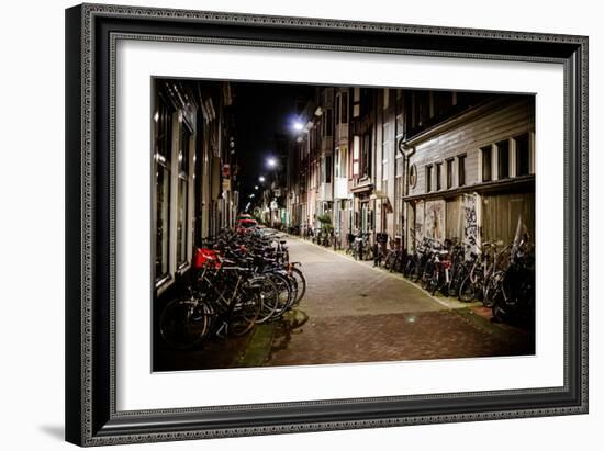 Amsterdam Bikes at Night II-Erin Berzel-Framed Photographic Print