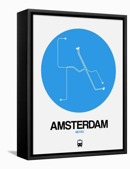 Amsterdam Blue Subway Map-NaxArt-Framed Stretched Canvas