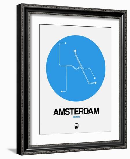 Amsterdam Blue Subway Map-NaxArt-Framed Art Print