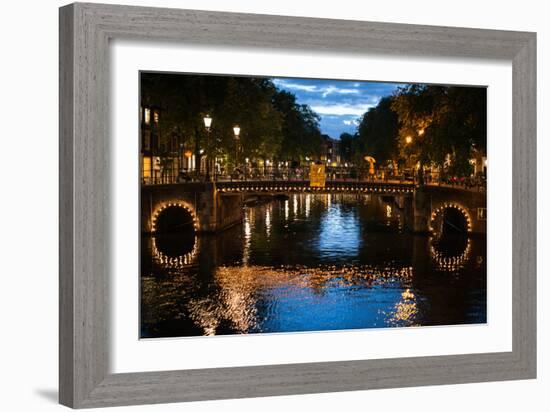 Amsterdam Canal at Night I-Erin Berzel-Framed Photographic Print