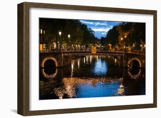 Amsterdam Canal at Night I-Erin Berzel-Framed Photographic Print