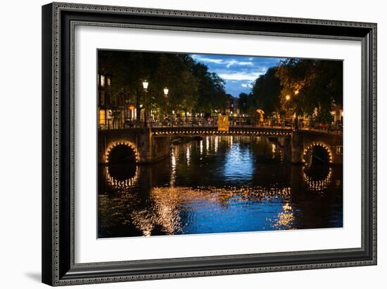 Amsterdam Canal at Night I-Erin Berzel-Framed Photographic Print