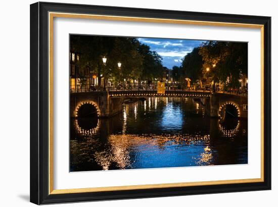 Amsterdam Canal at Night I-Erin Berzel-Framed Photographic Print