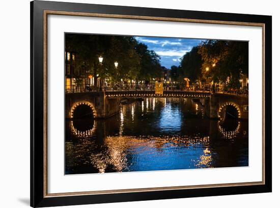 Amsterdam Canal at Night I-Erin Berzel-Framed Photographic Print