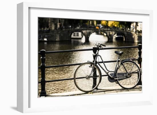 Amsterdam Gray Bicycle-Erin Berzel-Framed Photographic Print