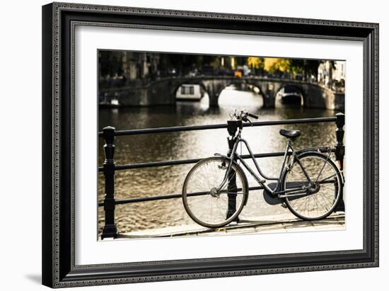 Amsterdam Gray Bicycle-Erin Berzel-Framed Photographic Print