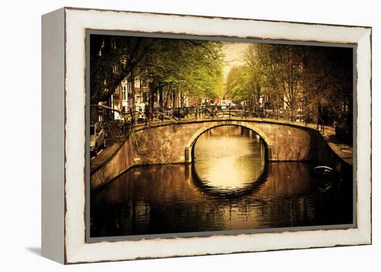 Amsterdam, Holland, Netherlands. Romantic Bridge over Canal. Old Town-Michal Bednarek-Framed Premier Image Canvas