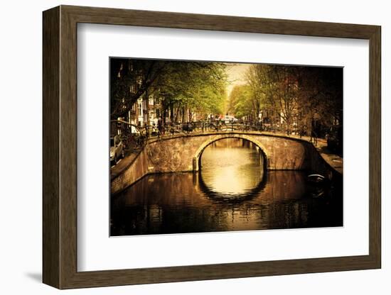 Amsterdam, Holland, Netherlands. Romantic Bridge over Canal. Old Town-Michal Bednarek-Framed Photographic Print