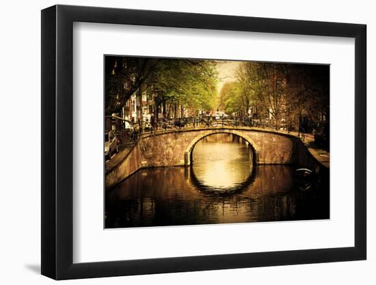 Amsterdam, Holland, Netherlands. Romantic Bridge over Canal. Old Town-Michal Bednarek-Framed Photographic Print