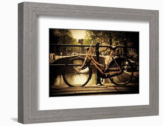 Amsterdam, Holland, Netherlands. Romantic Canal Bridge, Retro Bike. Old Town-Michal Bednarek-Framed Photographic Print