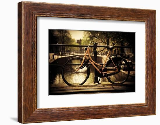 Amsterdam, Holland, Netherlands. Romantic Canal Bridge, Retro Bike. Old Town-Michal Bednarek-Framed Photographic Print