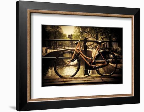 Amsterdam, Holland, Netherlands. Romantic Canal Bridge, Retro Bike. Old Town-Michal Bednarek-Framed Photographic Print