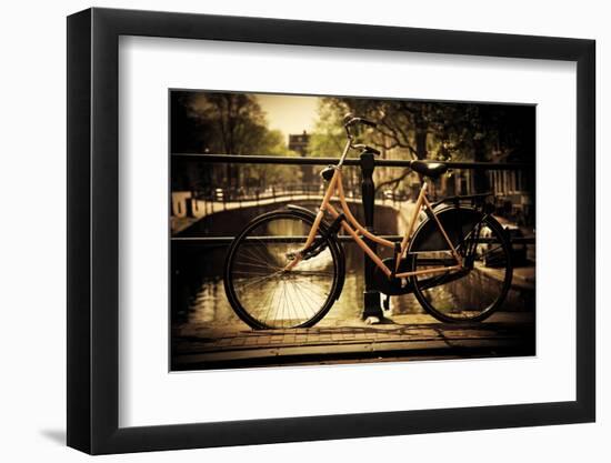 Amsterdam, Holland, Netherlands. Romantic Canal Bridge, Retro Bike. Old Town-Michal Bednarek-Framed Photographic Print