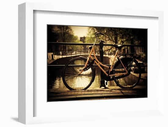 Amsterdam, Holland, Netherlands. Romantic Canal Bridge, Retro Bike. Old Town-Michal Bednarek-Framed Photographic Print