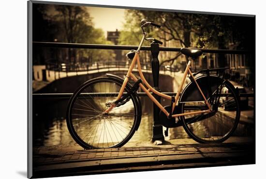 Amsterdam, Holland, Netherlands. Romantic Canal Bridge, Retro Bike. Old Town-Michal Bednarek-Mounted Photographic Print