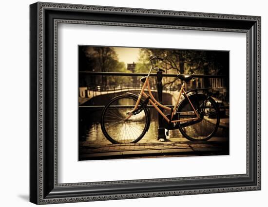 Amsterdam, Holland, Netherlands. Romantic Canal Bridge, Retro Bike. Old Town-Michal Bednarek-Framed Photographic Print