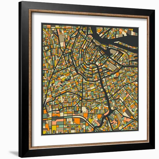 Amsterdam Map-Jazzberry Blue-Framed Art Print