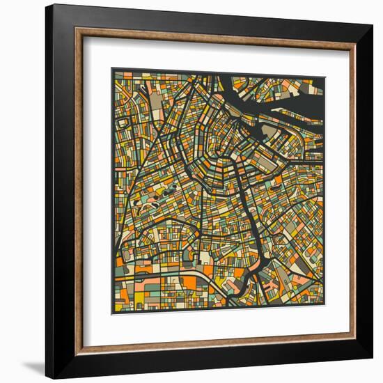 Amsterdam Map-Jazzberry Blue-Framed Art Print