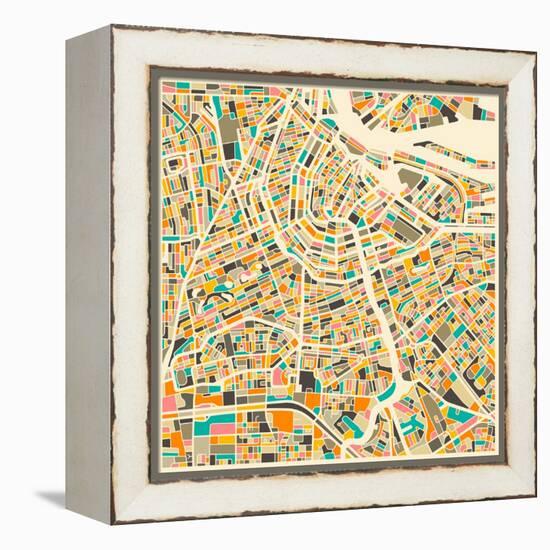 Amsterdam Map-Jazzberry Blue-Framed Stretched Canvas