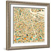 Amsterdam Map-Jazzberry Blue-Framed Art Print