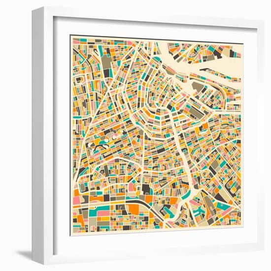 Amsterdam Map-Jazzberry Blue-Framed Art Print