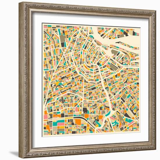 Amsterdam Map-Jazzberry Blue-Framed Premium Giclee Print