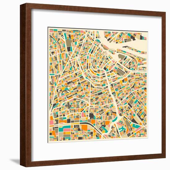 Amsterdam Map-Jazzberry Blue-Framed Premium Giclee Print