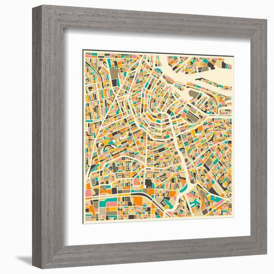 Amsterdam Map-Jazzberry Blue-Framed Art Print