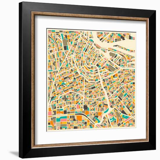 Amsterdam Map-Jazzberry Blue-Framed Art Print