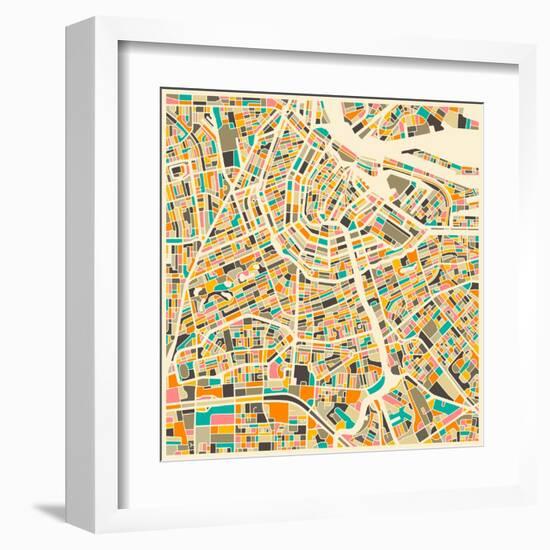 Amsterdam Map-Jazzberry Blue-Framed Art Print