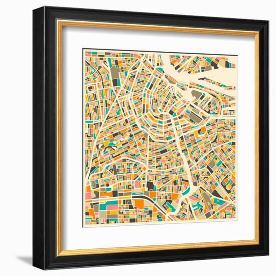 Amsterdam Map-Jazzberry Blue-Framed Art Print