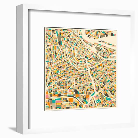 Amsterdam Map-Jazzberry Blue-Framed Art Print