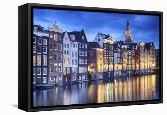Amsterdam Old City at Night with the Oude Church-George Oze-Framed Premier Image Canvas