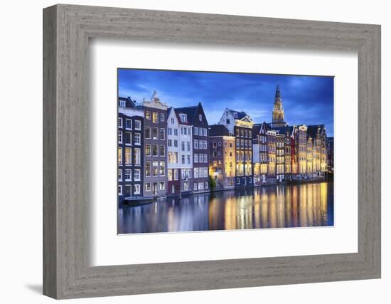Amsterdam Old City at Night with the Oude Church-George Oze-Framed Photographic Print