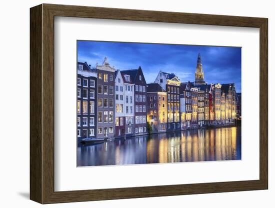 Amsterdam Old City at Night with the Oude Church-George Oze-Framed Photographic Print