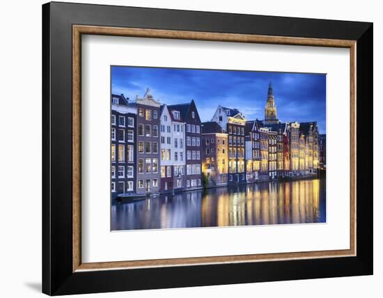 Amsterdam Old City at Night with the Oude Church-George Oze-Framed Photographic Print