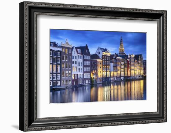 Amsterdam Old City at Night with the Oude Church-George Oze-Framed Photographic Print