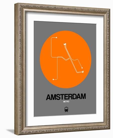 Amsterdam Orange Subway Map-NaxArt-Framed Art Print