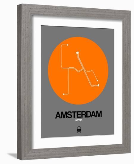 Amsterdam Orange Subway Map-NaxArt-Framed Art Print