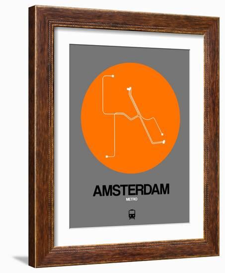 Amsterdam Orange Subway Map-NaxArt-Framed Art Print