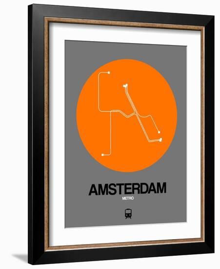 Amsterdam Orange Subway Map-NaxArt-Framed Art Print