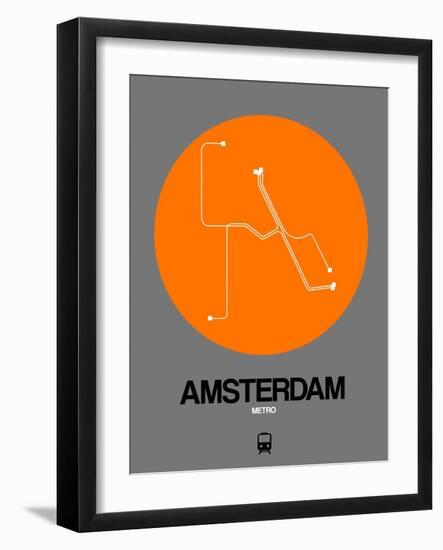 Amsterdam Orange Subway Map-NaxArt-Framed Art Print