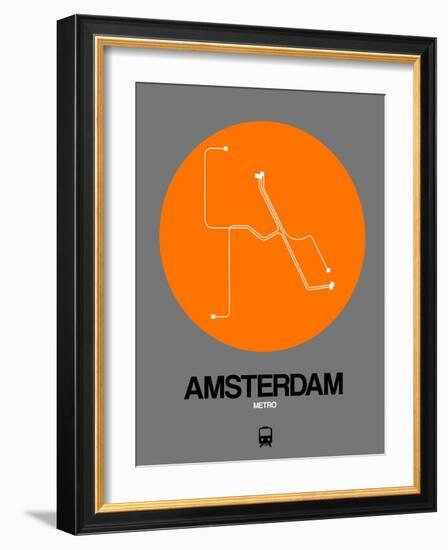 Amsterdam Orange Subway Map-NaxArt-Framed Art Print