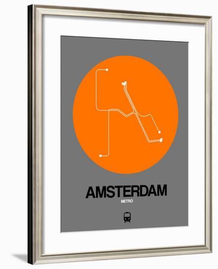 Amsterdam Orange Subway Map-NaxArt-Framed Art Print