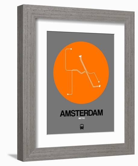 Amsterdam Orange Subway Map-NaxArt-Framed Premium Giclee Print