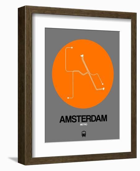 Amsterdam Orange Subway Map-NaxArt-Framed Premium Giclee Print