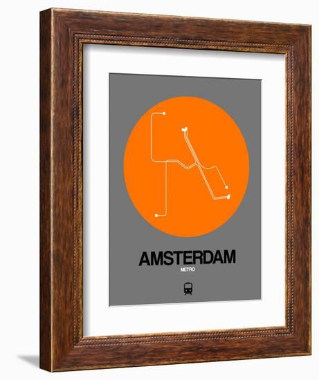 Amsterdam Orange Subway Map-NaxArt-Framed Premium Giclee Print